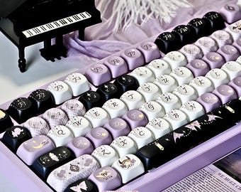 Magic Lila Tastenkappen Set (129 Tasten) | Custom PBT Tastenkappen für Mechanische Tastaturen | MOA-Profil
