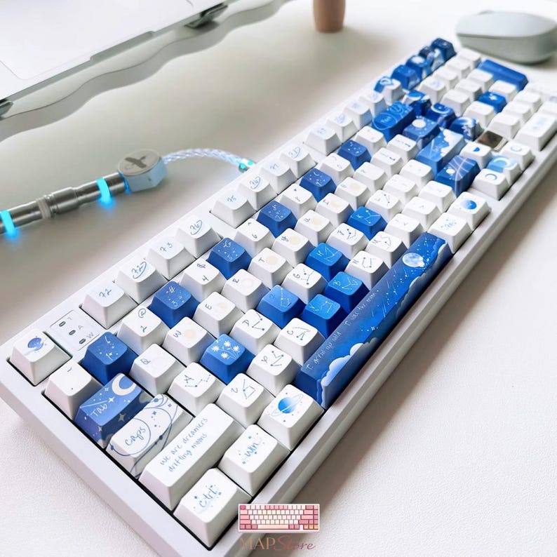 Starry Moon Keycaps Set (120 Keys) | Custom PBT Keycaps for Mechanical ...