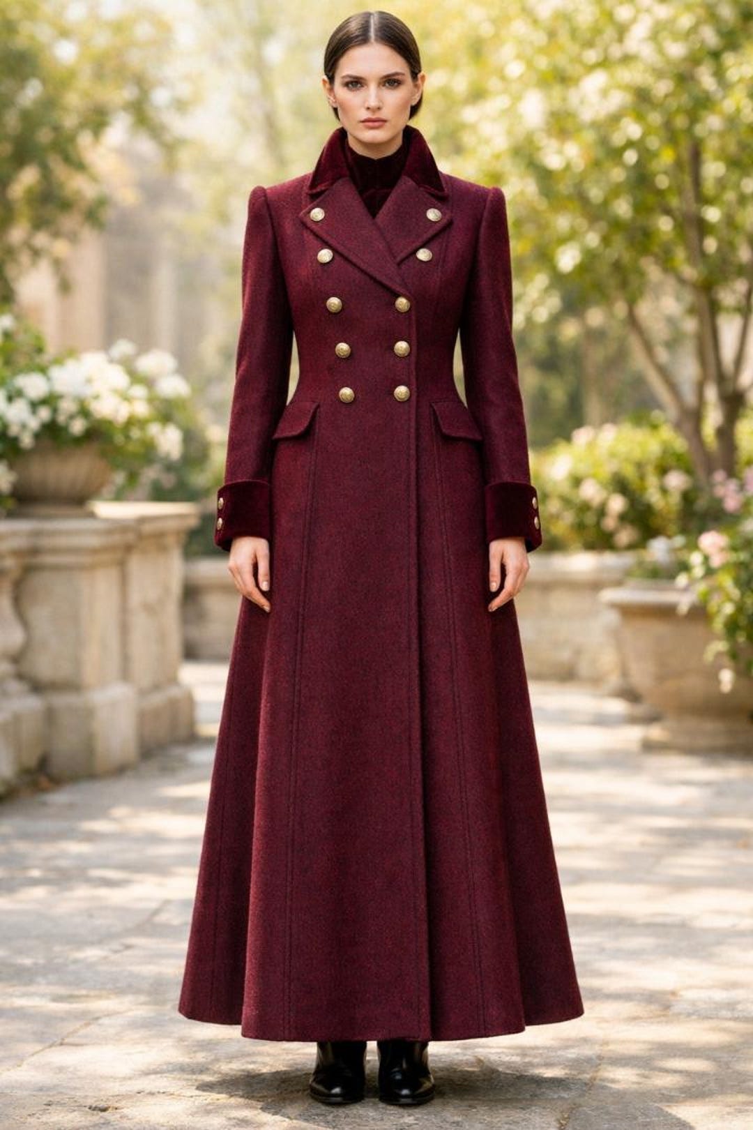 Victorian Ladies Riding Jacket Women’s Regency Victorian Wool Riding Coat – Military Long Coat for ...