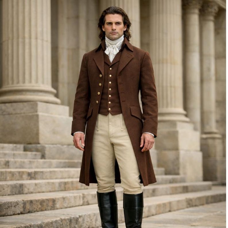 Regency Style Men Men’s Regency Era Tailcoat Costume – 18th Century Georgian Brown Long ...