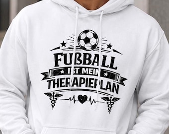 Moletom com Capuz "Futebol é Meu Plano de Terapia" - Moletom com Capuz Divertido de Futebol para Homens e Mulheres - Presente para Fãs de Futebol - Moletom Unissex de Futebol