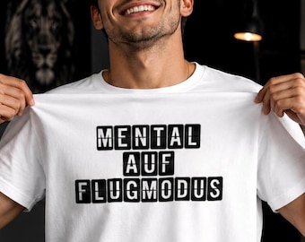 Camiseta "Mentalmente em Modo Avião" - Camiseta engraçada com meme para mulheres e homens - Camiseta para introvertidos - Camiseta antissocial - Camiseta streetwear - Camiseta divertida
