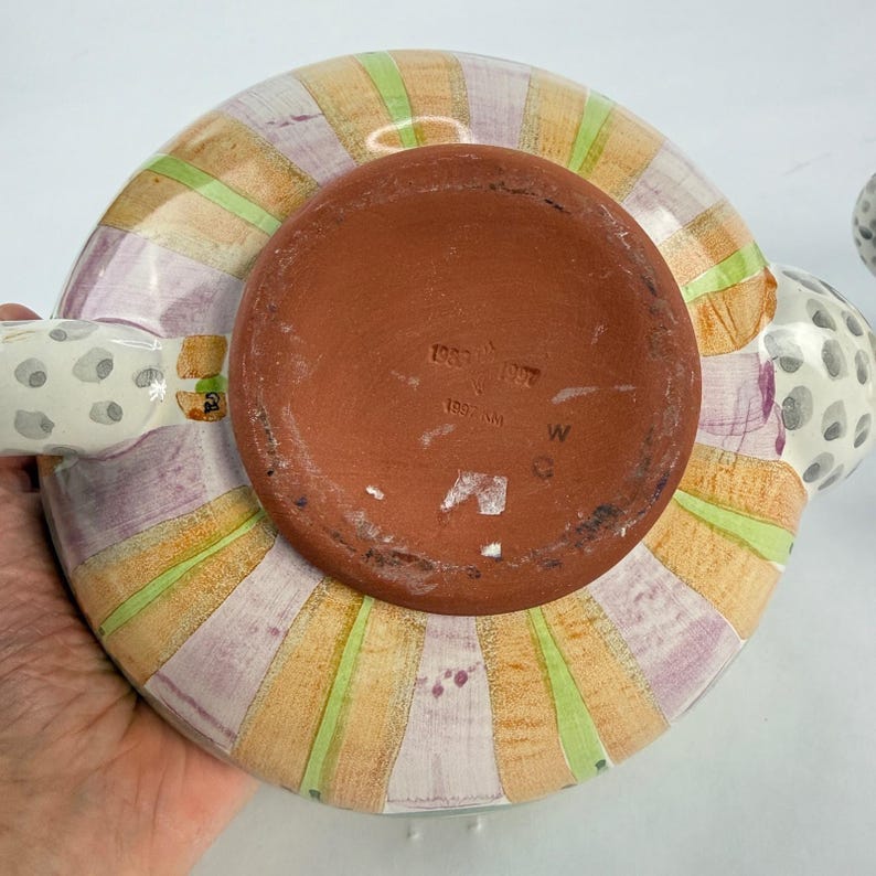 Zestaw do herbaty MacKenzie-Childs Whimsical Ceramic Tea Set Imrie Pattern Wallcourt HTF 6-częściowy zdjęcie 7