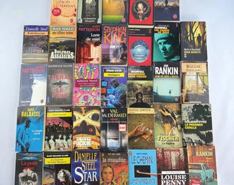 33 Book Lot Thriller Mystery Fiction French English Stephen King Grisham Steel