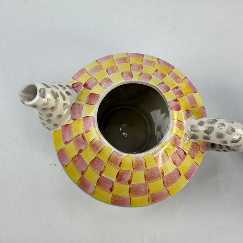 Zestaw do herbaty MacKenzie-Childs Whimsical Ceramic Tea Set Imrie Pattern Wallcourt HTF 6-częściowy zdjęcie 6