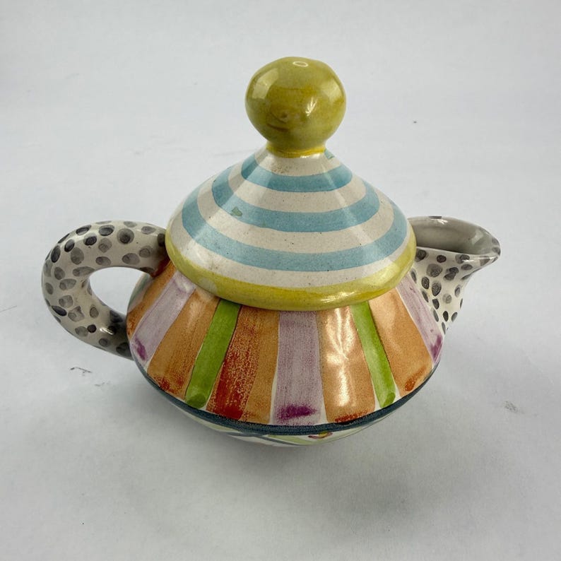 Zestaw do herbaty MacKenzie-Childs Whimsical Ceramic Tea Set Imrie Pattern Wallcourt HTF 6-częściowy zdjęcie 9