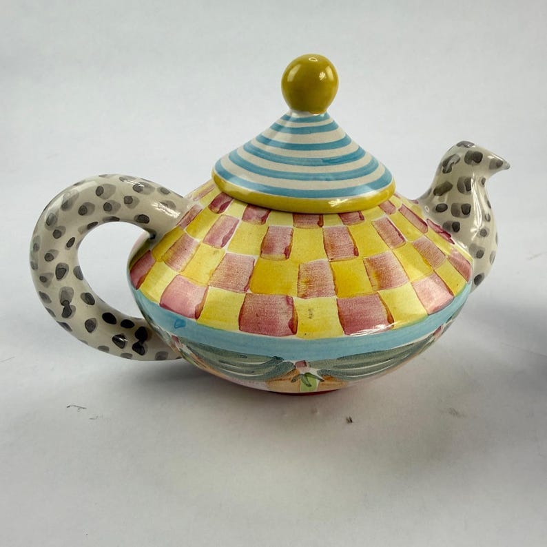 Zestaw do herbaty MacKenzie-Childs Whimsical Ceramic Tea Set Imrie Pattern Wallcourt HTF 6-częściowy zdjęcie 4