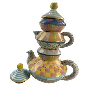 Zestaw do herbaty MacKenzie-Childs Whimsical Ceramic Tea Set Imrie Pattern Wallcourt HTF 6-częściowy zdjęcie 1