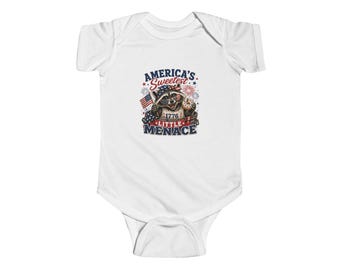 America's Sweetest Little Menace Bodysuit | Patriotic Baby 1776 Flag Design