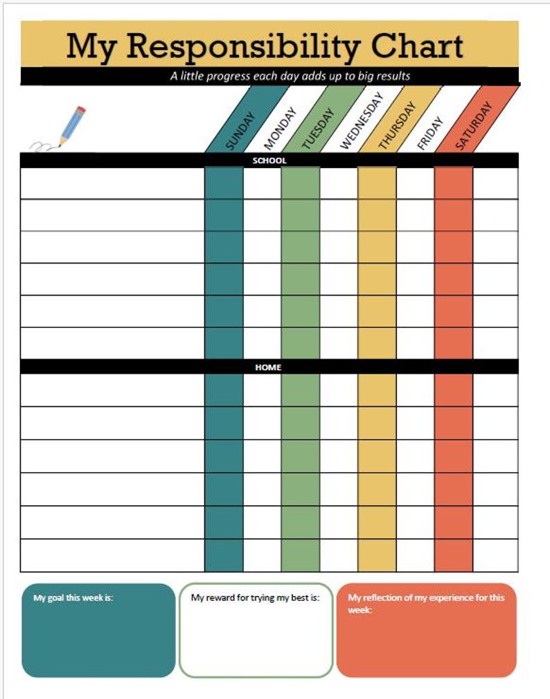 Printable Routine Responsiblity Chat Kids Daily Responsibility Chart, Printable Daily Routine, Task List ...