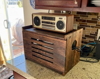 Wooden WiFi Router Storage Box Hider with Cable Management | Modern Router Shelf | Cable Organizer Box | Wire Management | Cable Holder