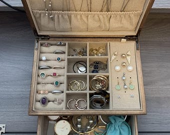 Wooden Jewelry Organizer Box for Storage | Handmade Jewelry Box | Earring Box | Necklace Holder | Large Jewelry Box | Earring Organizer