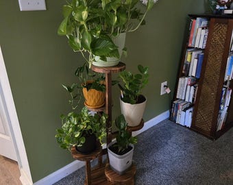 4 Tier Wooden Plant Shelf Corner Plant Stands for Indoor Plants | Tiered Plant Holder | Flower Pot Stand | Plant Display Stand