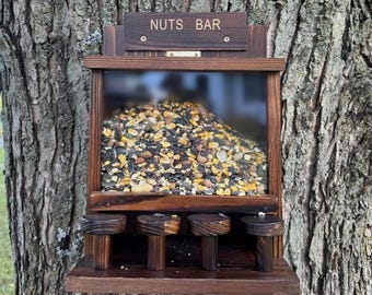 Wooden Large Squirrel Feeders for Outside Funny Squrrill Nuts Bar | Squirrel Nesting Box | Nut Squirrel Feeder | Squirrel Shelter