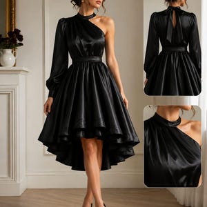black leather high low dress Cinq  Sept Vegan Leather Zelda Dress | Black | Size 6
