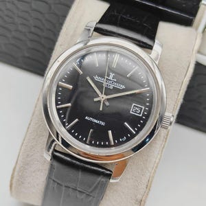 Reloj de pulsera automático Jaeger-Le-Coultre para hombre, estilo vintage de los años 80, color negro.