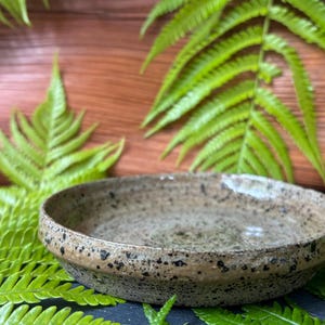 Plato de cerámica de piedra pómez volcánica – Hecho a mano en Hawái – Cuenco de gres moteado – Plato minimalista para baratijas