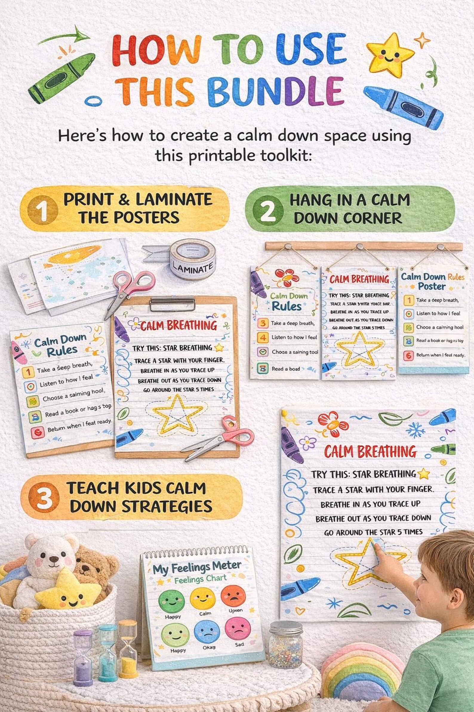 Calm Down Corner Printable Bundle | Kids Emotional Regulation, SEL ...