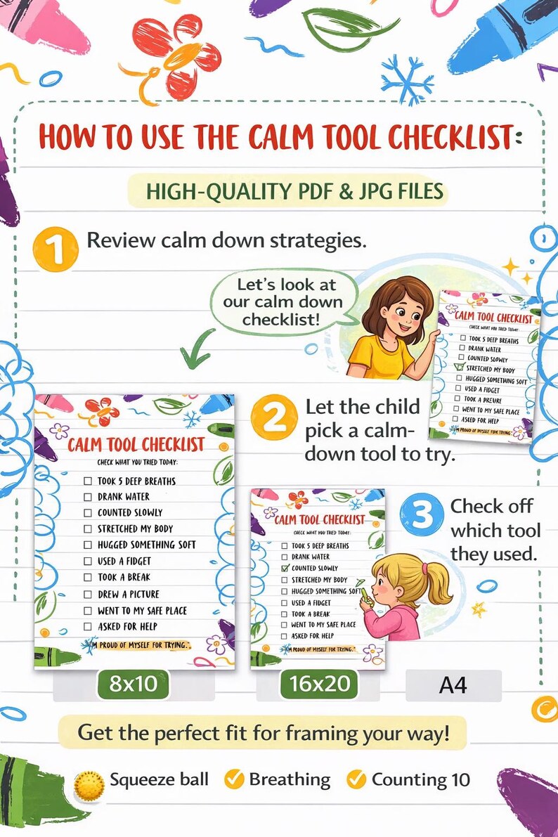 Calm Check Calm Tool Checklist Printable | Kids Coping Skills, Emotional ...