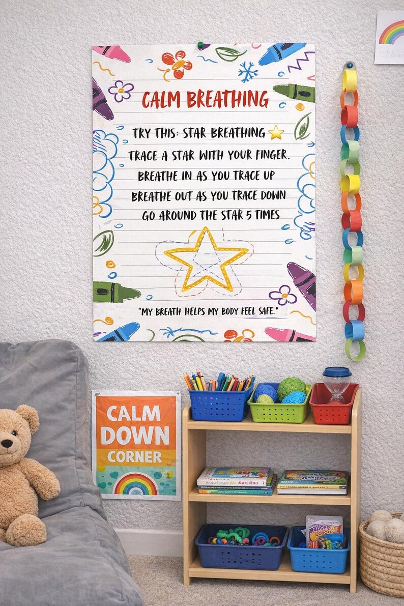Star Breathing Poster for Kids | Calm Corner, SEL Activity (instant ...