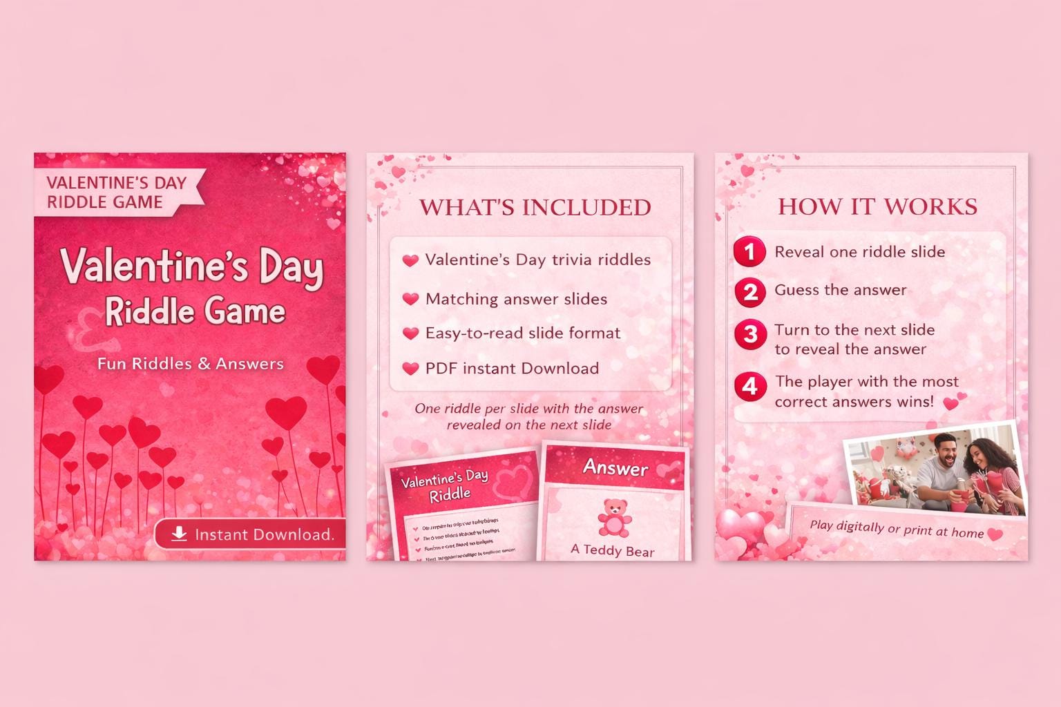 Valentines Day Riddles Game Printable - Fun Couples & Party Activity ...