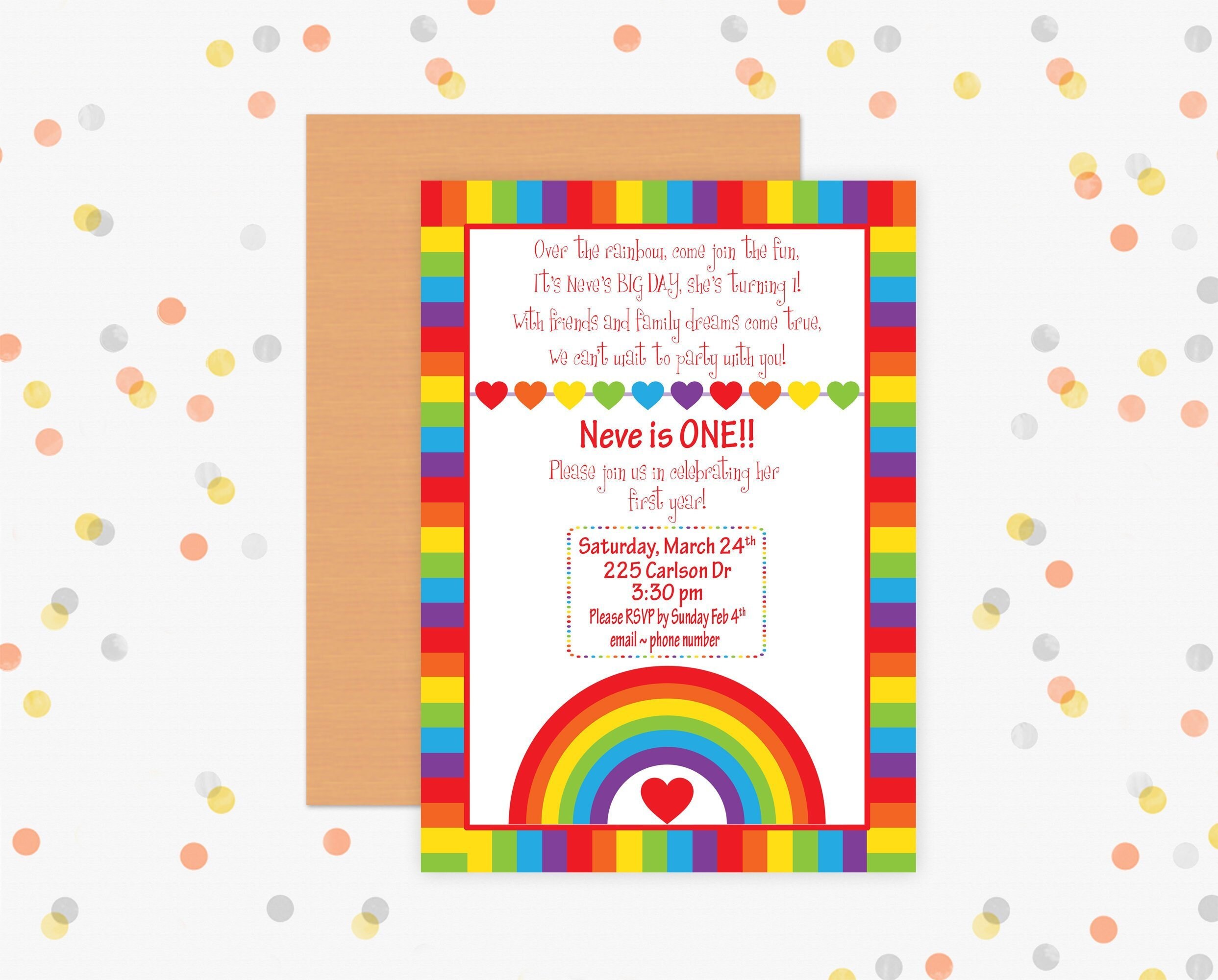 Rainbow Birthday Invitation Rainbow Party Design Rainbow | Etsy