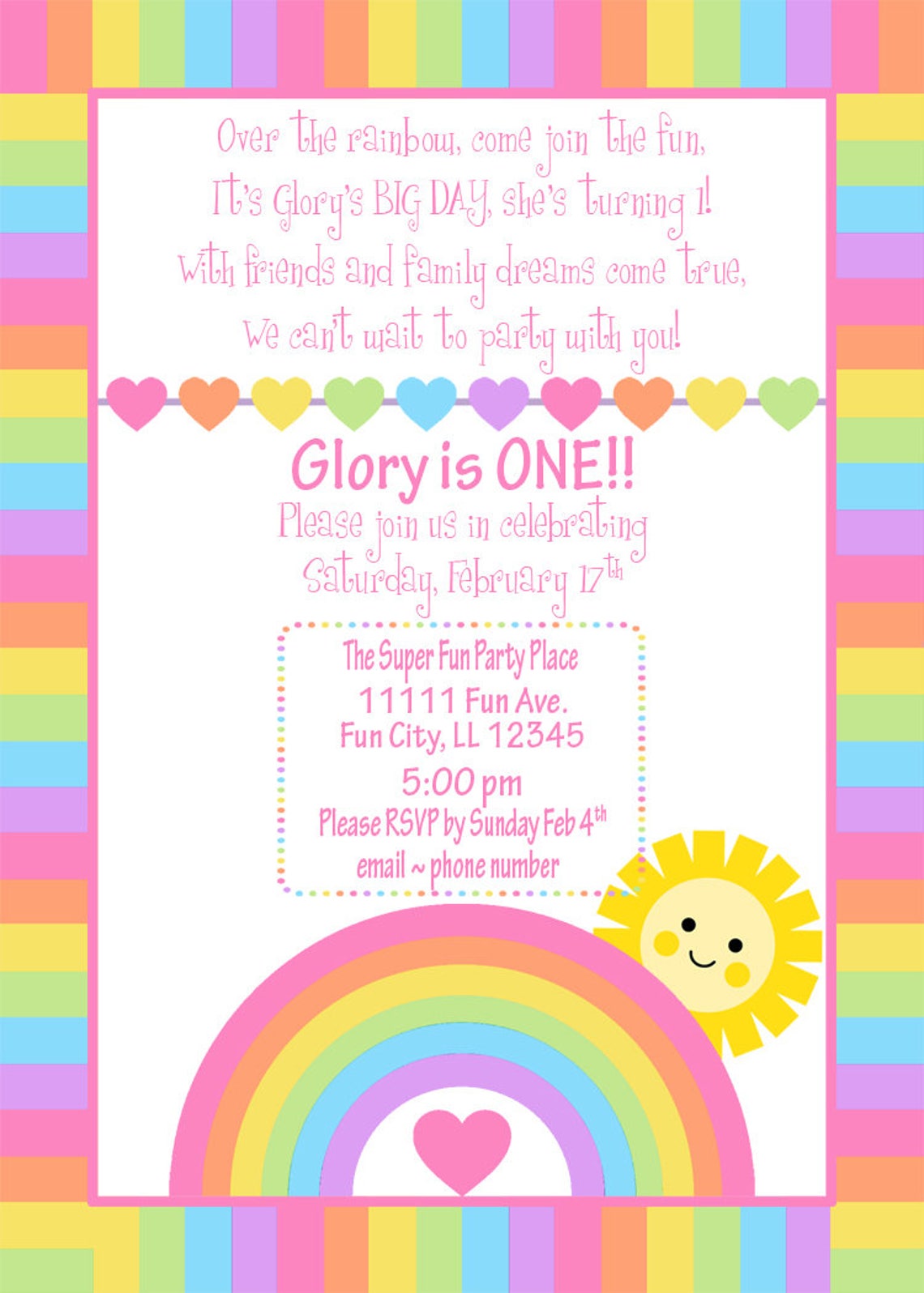 Rainbow Birthday Invitation Rainbow Party Design Rainbow | Etsy