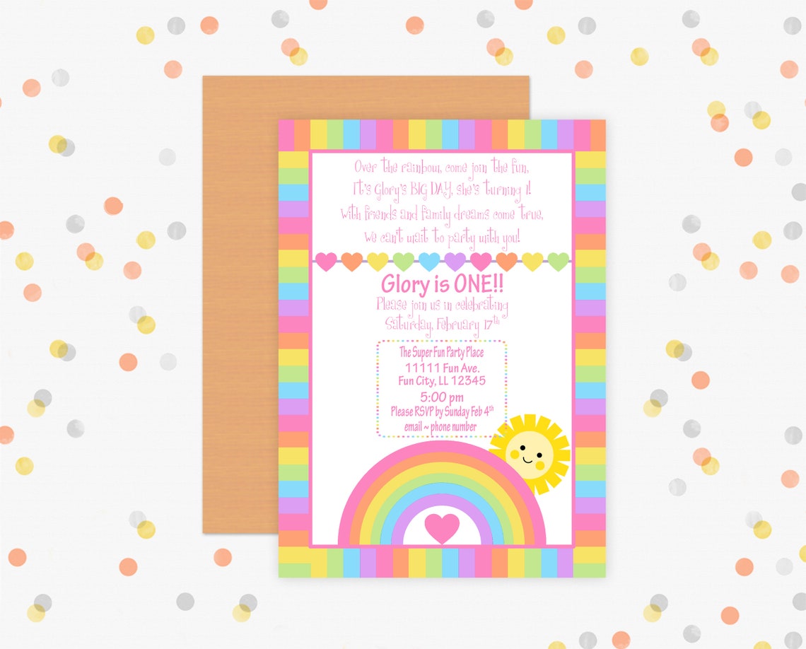 Rainbow Birthday Invitation Rainbow Party Design Rainbow | Etsy
