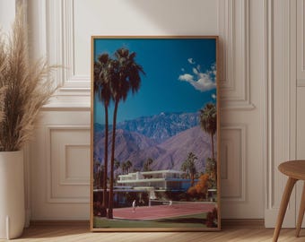 Tennis Poster, Mid Century Modern Art, Slim Aarons Style, California Desert Decor, Retro 70s Poster, Old Money Aesthetic, Palm Springs