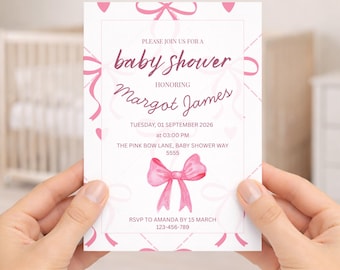 Blush Pink Baby Shower Invitation Template For Girl Baby Shower Invites Digital Baby Sprinkle Invite, Editable Canva Template Download