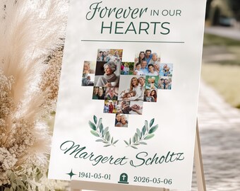 Funeral Welcome Sign Template  For Memorial Service Photo Collage, Celebration of Life Poster Template For Printable Memorial Sign