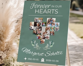 Funeral Welcome Sign Template  For Memorial Service Photo Collage, Celebration of Life Poster Template For Printable Memorial Sign