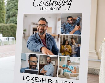 Funeral Welcome Sign Template  For Memorial Service Photo Collage, Celebration of Life Poster Template For Printable Memorial Sign
