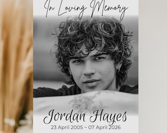 Funeral Sign for Memorial Service, In Loving Memory Photo Board, Celebration of Life Welcome Sign, Editable Memorial Poster