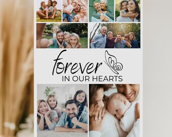 Funeral Welcome Sign Template  For Memorial Service Photo Collage, Celebration of Life Poster Template For Printable Memorial Sign