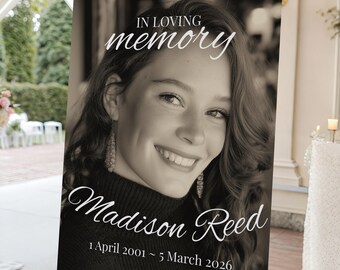 Funeral Welcome Sign Template  For Memorial Service Photo Collage, Celebration of Life Poster Template For Printable Memorial Sign