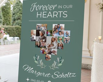 Funeral Welcome Sign Template  For Memorial Service Photo Collage, Celebration of Life Poster Template For Printable Memorial Sign