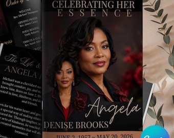 Elegant Funeral Program Template Mint Green, Digital Download For Obituary Program Printable Memorial Template