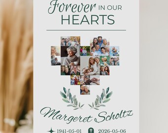 Funeral Welcome Sign Template  For Memorial Service Photo Collage, Celebration of Life Poster Template For Printable Memorial Sign