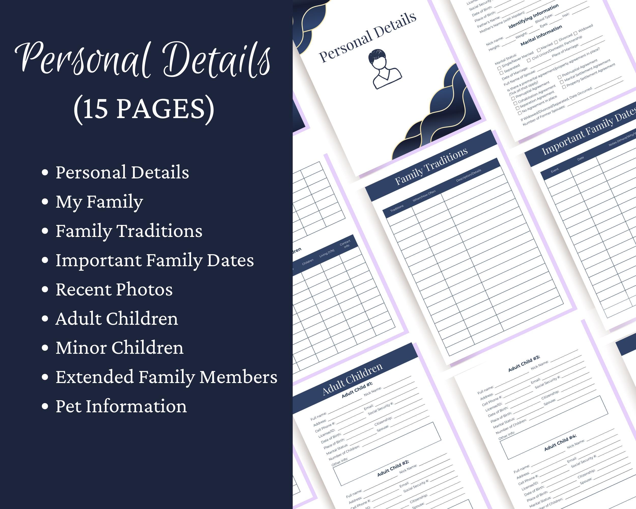 Printable End of Life Planner for Dad, Family Emergency Binder, Legacy ...