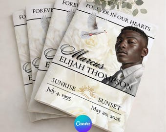 Elegant Funeral Program Template Mint Green, Digital Download For Obituary Program Printable Memorial Template