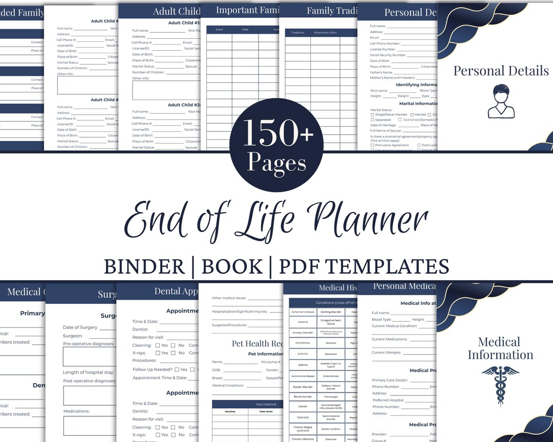 Printable End of Life Planner for Dad, Family Emergency Binder, Legacy ...