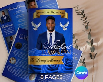 Elegant Funeral Program Template Mint Green, Digital Download For Obituary Program Printable Memorial Template