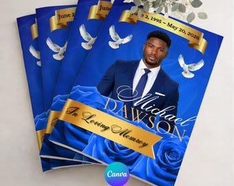 Elegant Funeral Program Template Mint Green, Digital Download For Obituary Program Printable Memorial Template
