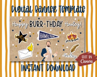 Muzikale BURRthday-sjabloon | Bewerken in canvas | Digitale download