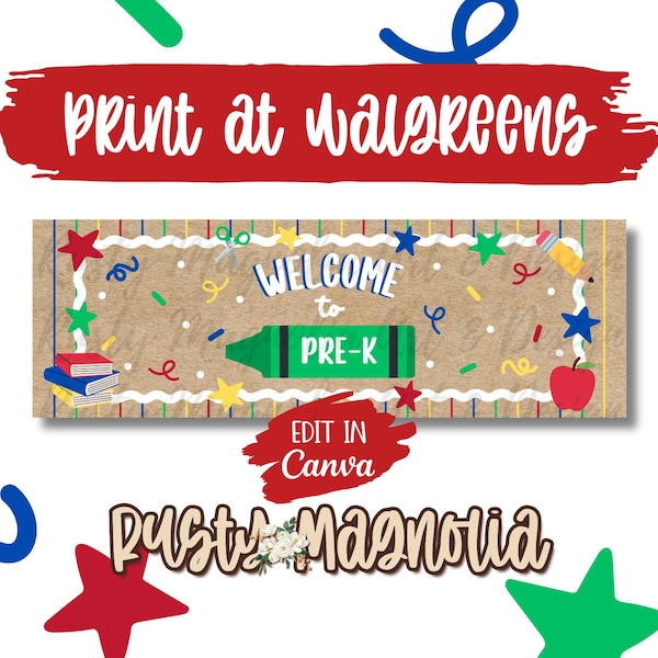 Welcome Pre-K Banner Template | PRINTABLE VERSION | Classroom Decor | Edit in Canva (Digital Download)
