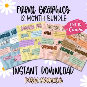 12 Month Event Ideas Graphics Bundle | Seasonal Holiday Reference (Digital Download)