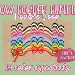 Double Loop Bow Border Bundle for Banner Templates | Hand Drawn | 14 PNG Clipart Set