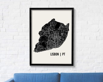 Mapa Lizbony | Sztuka ścienna Lizbony | Grafika z dzielnicami Lizbony | Sztuka Lizbony | Plakat z Lizbony | Sztuka ścienna Lizbony w Portugalii | Mapa Liston