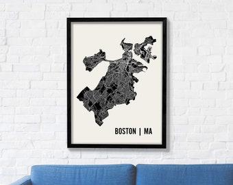 Boston Map | Boston Wall Art | Boston Neighborhood Print | Boston Art | Boston Poster | Boston Massachusetts Wall Art | Boston Map Art